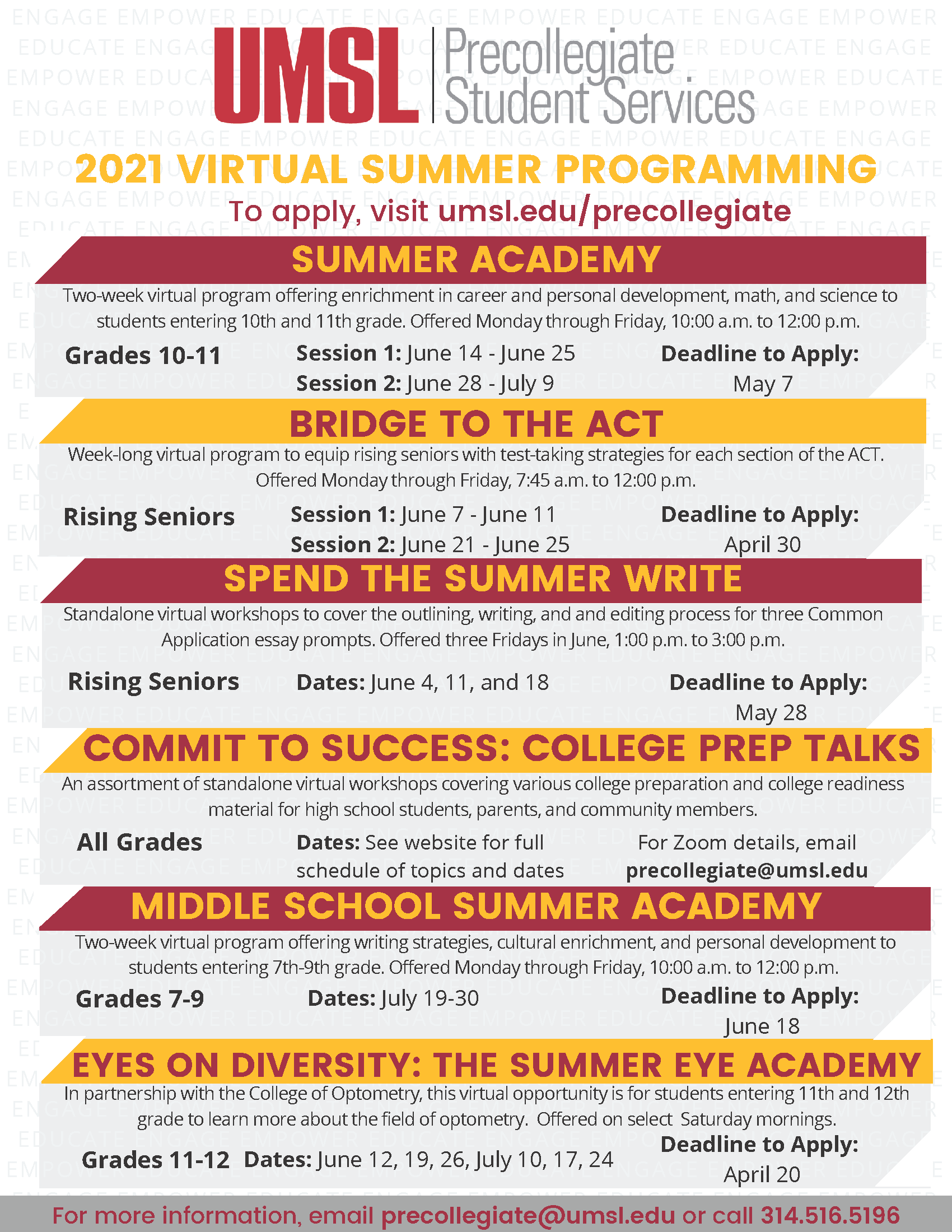 Umsl Bridge Program 2021 Virtual Summer Opportunities Um System Community Connect
