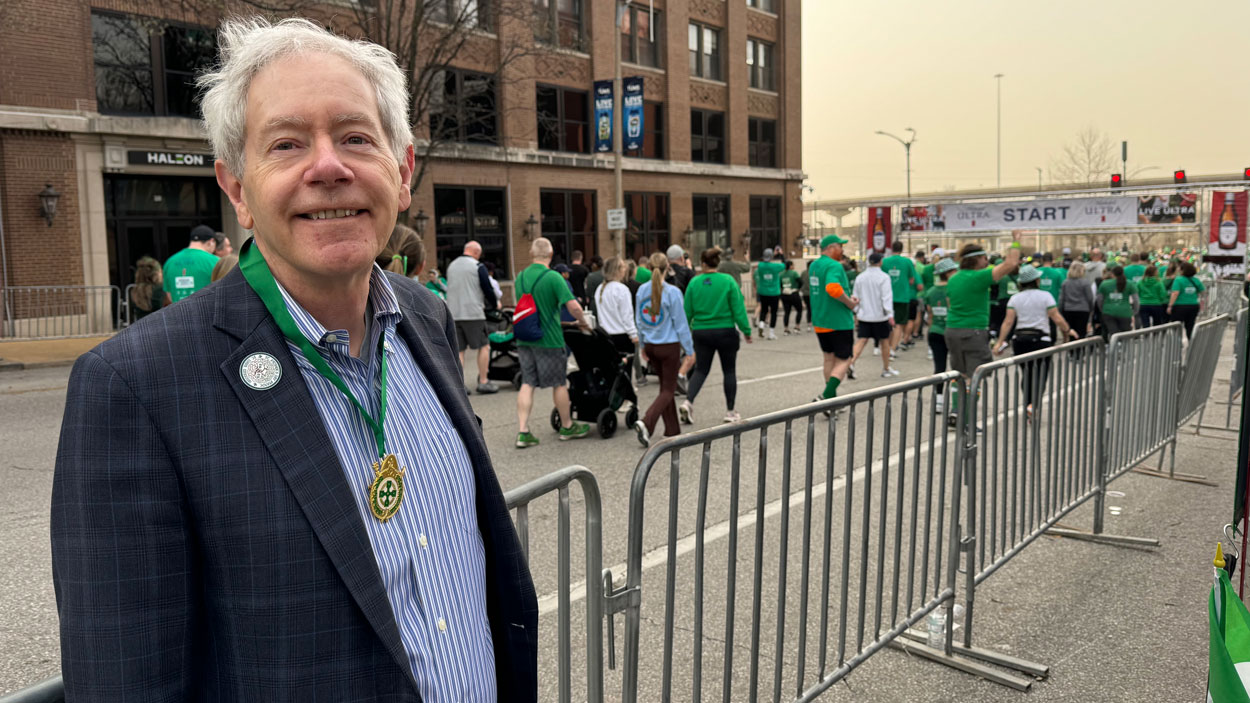 UMSL Professor Eamonn Wall serves as honorary marshal for St. Patrick’s Day Parade