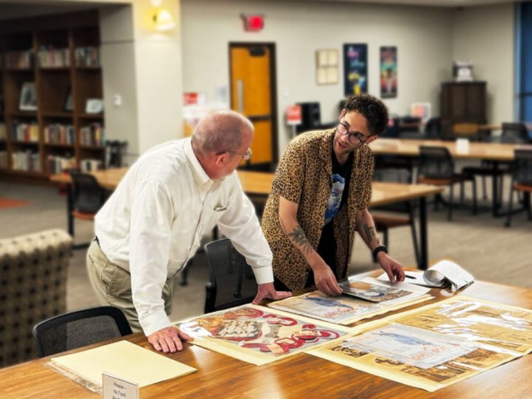 Visitors exploring the GLAMA archives