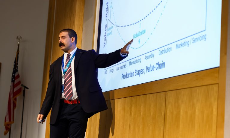 Anthony Caruso, UMKC vice chancellor of strategic initiatives, leads the Critical Materials Crossroads and spoke at a conference at the Kauffman Foundation. | Photos by Brandon Parigo, UMKC