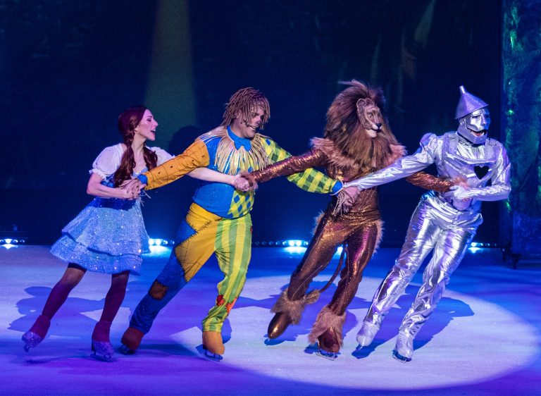 Dorothy and friends skating on ice